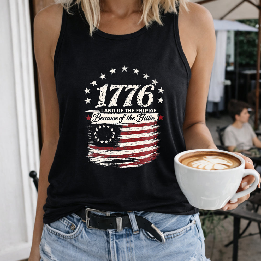 1776 Land Of The Free Because Of The Brave Women's Tank Top - Black