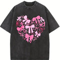 Coquette Valentine Heart Tshirt, Valentines day Shirt, Valentine Bow Tee Top Womenswear Streetwear Summer Casual