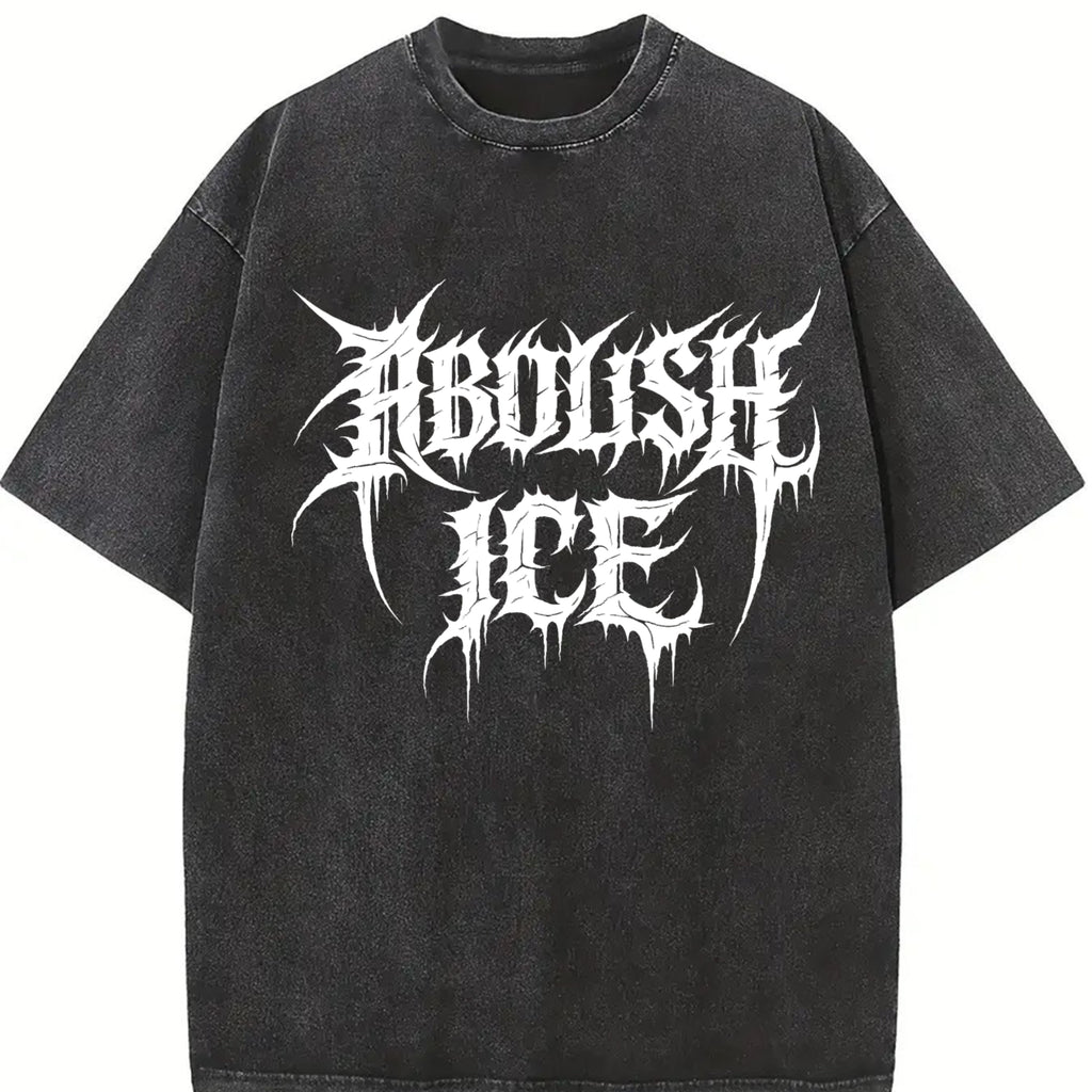 Abolish ICE Anti ICE Shirt S~5XL Oversize Unisex Washed T-Shirt for Women and Men's Unisex Fit Batik Cotton Oversize Streetwear Menswear  Super Soft Pre-Shrunk
