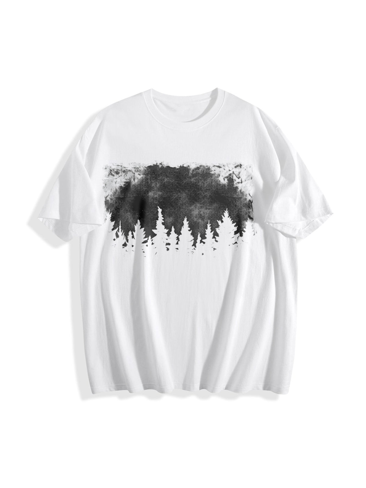 Nature Pine Forest Silhouette Cotton T-Shirt - product view