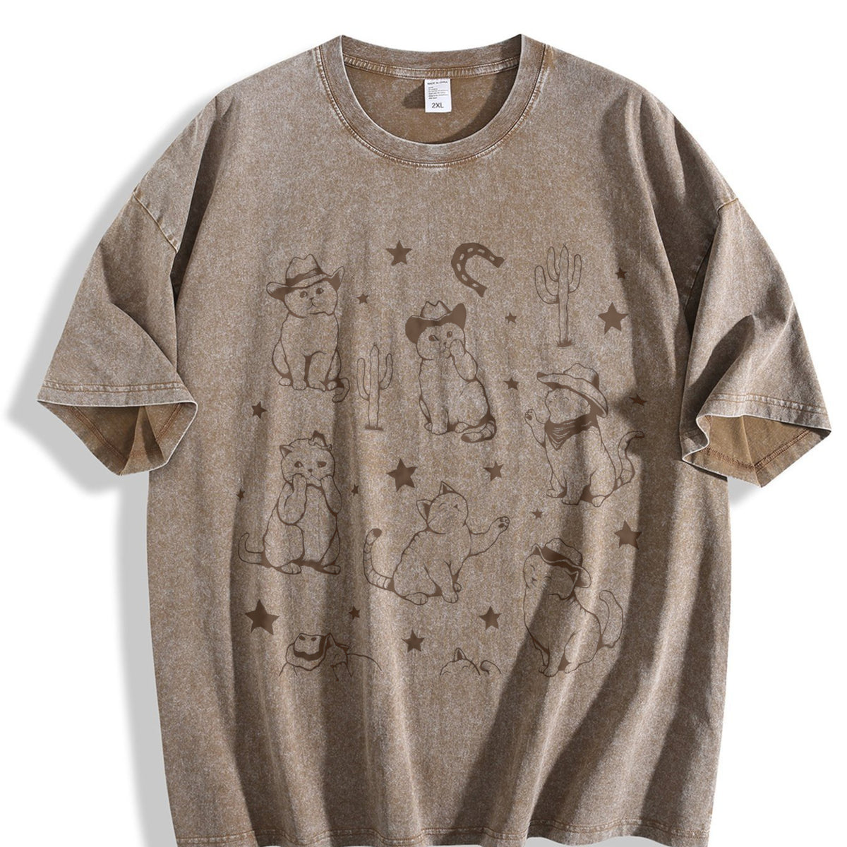 Cowboy Cats And Kittens Western Cowboy Vintage Washed T-Shirt - product view