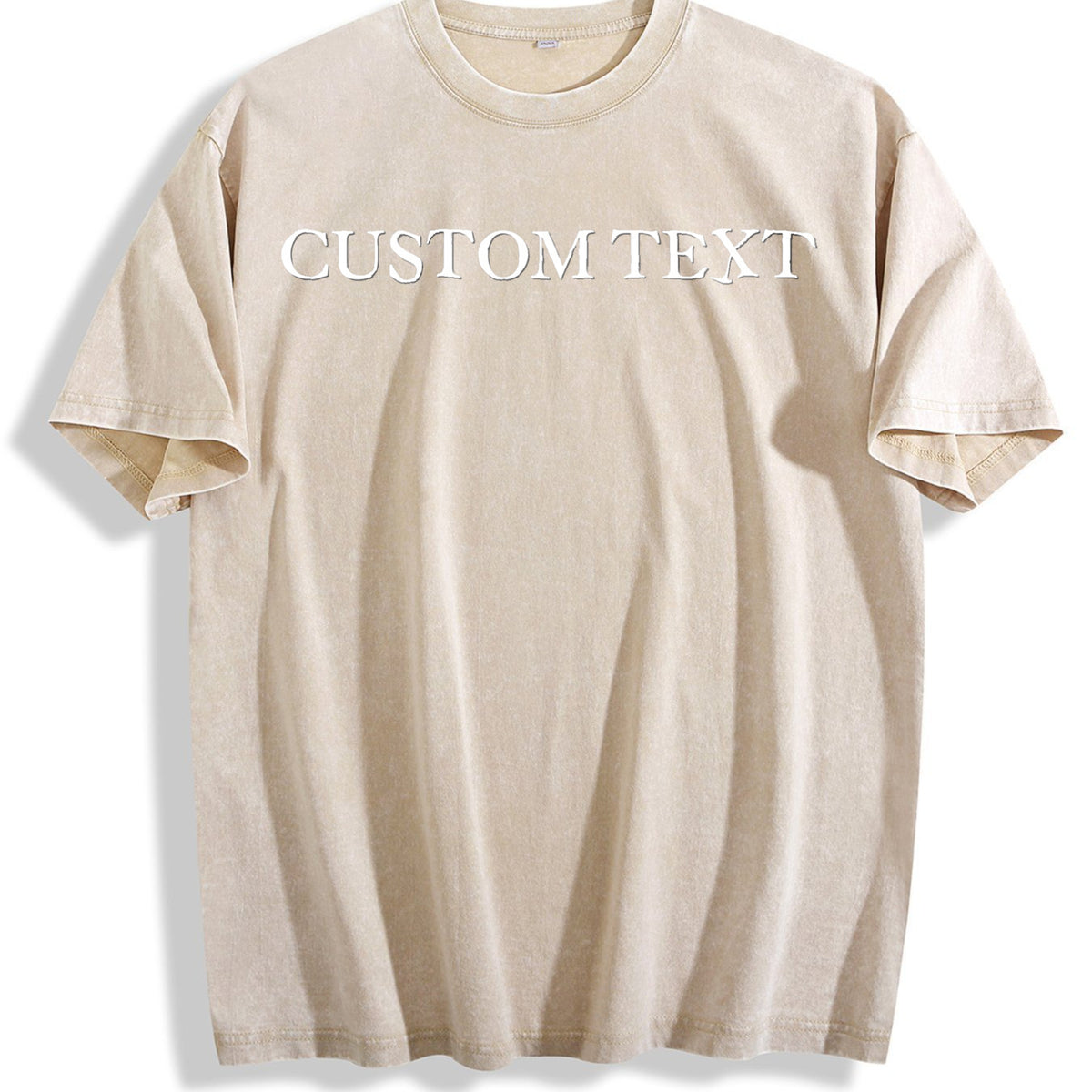 Text Vintage Washed T-Shirt - Beige