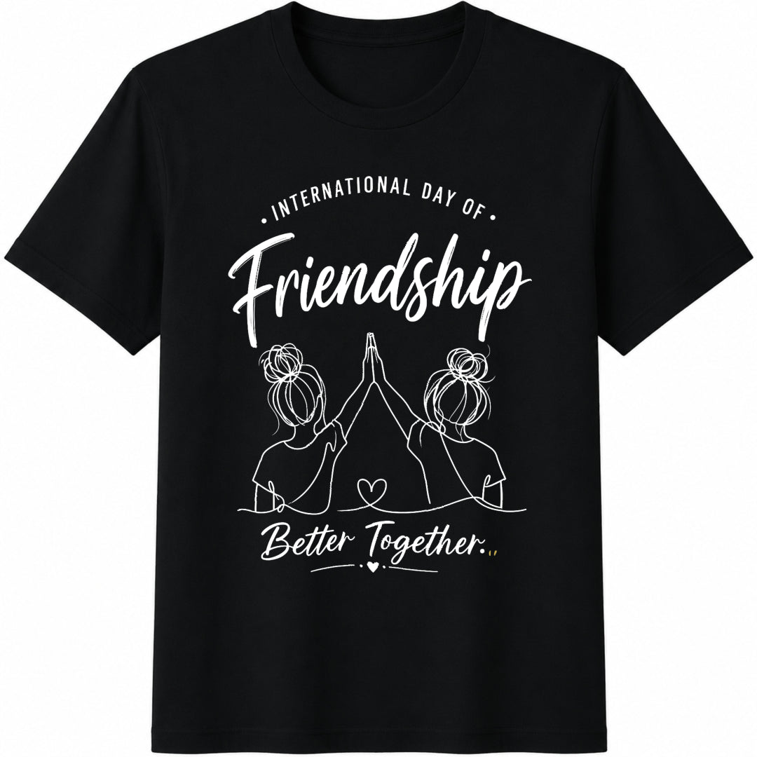 International Friendship Day Cotton T-Shirt - Black