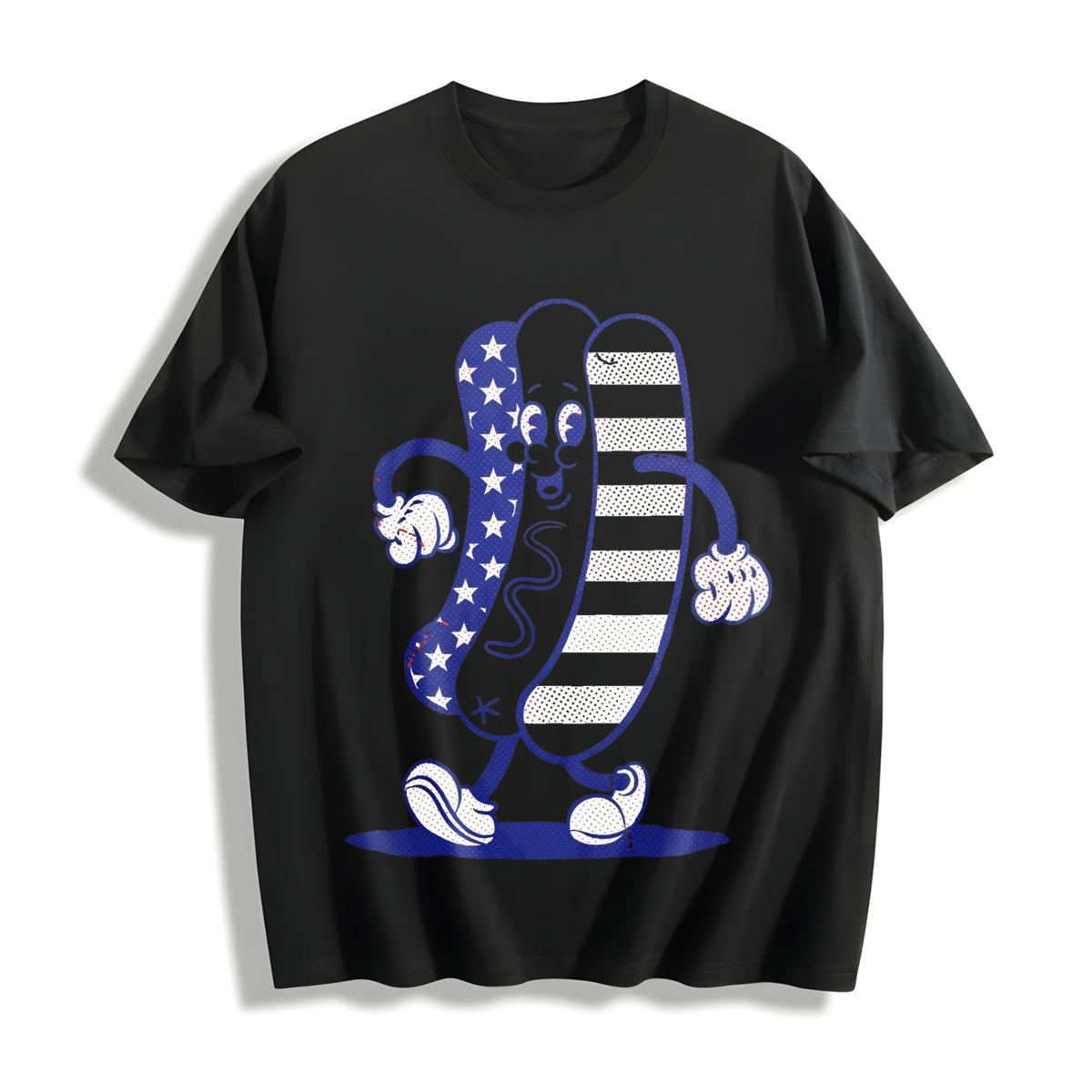 Fourth Of July Hotdog Funny Patriotic Cookout Grilling For Cotton T-Shirt - Black