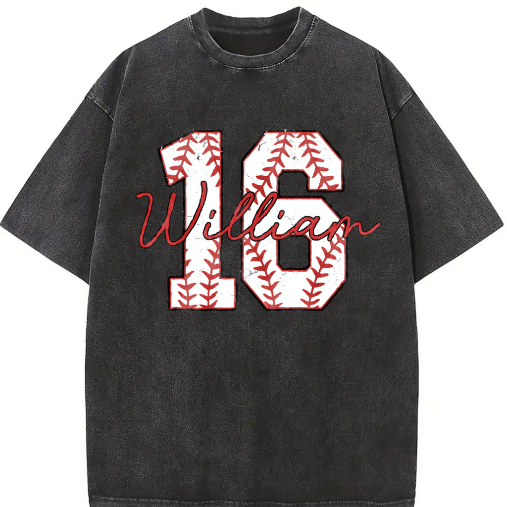 [Custom] Baseball Number Shirt, Comfort Colors Baseball Tee, Personalized Baseball Player Shirt, Baseball Fan Gift, Game Day, Sports Mom tee