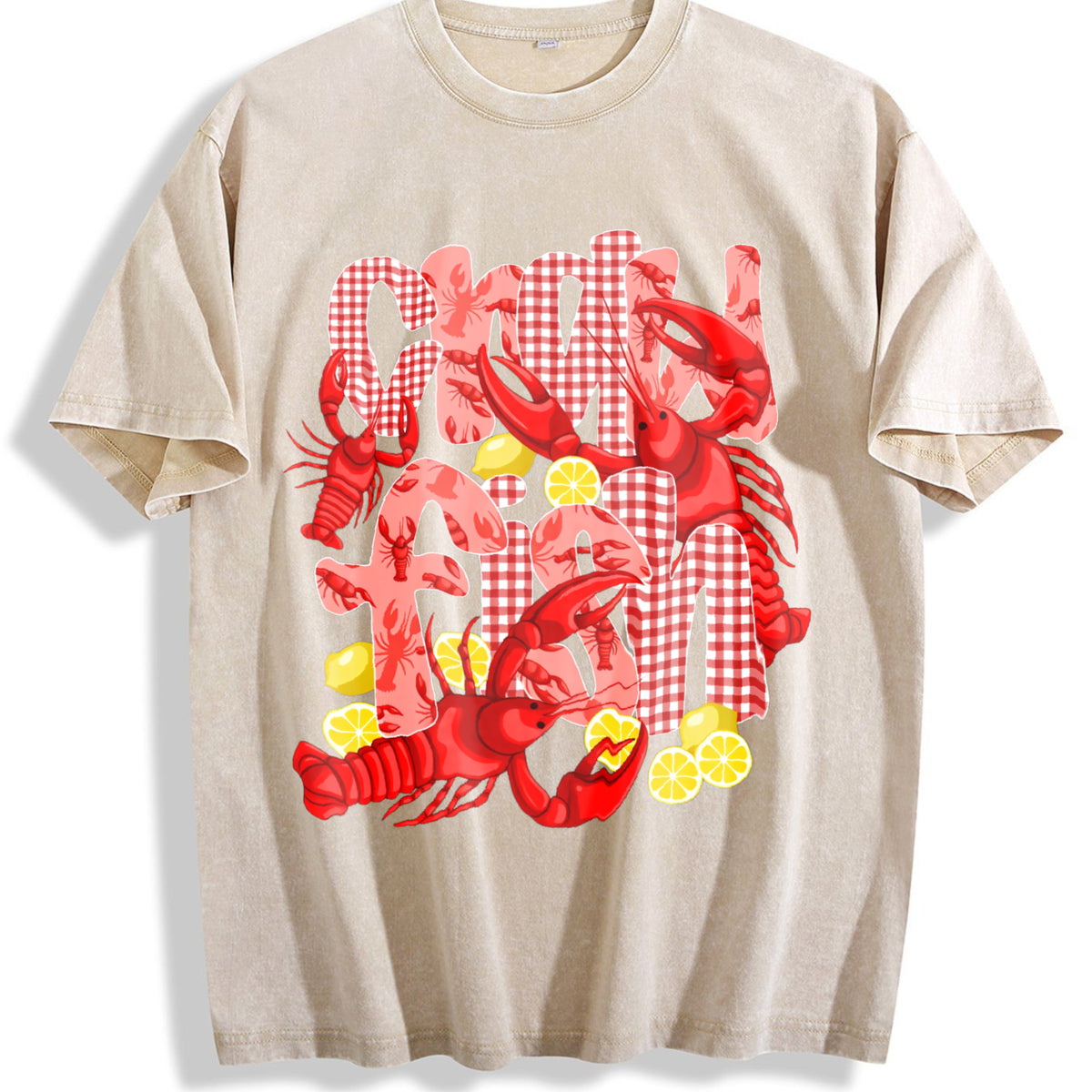 Crawfish Vintage Washed T-Shirt - Beige
