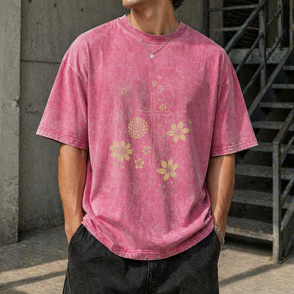 Christian Cross Vintage Washed T-Shirt - product view