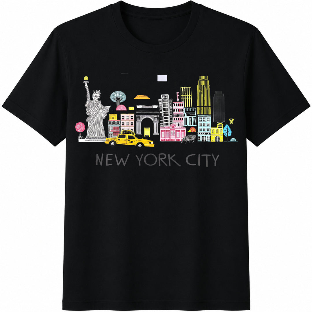 Spring For Funny New York City Cotton T-Shirt - Black