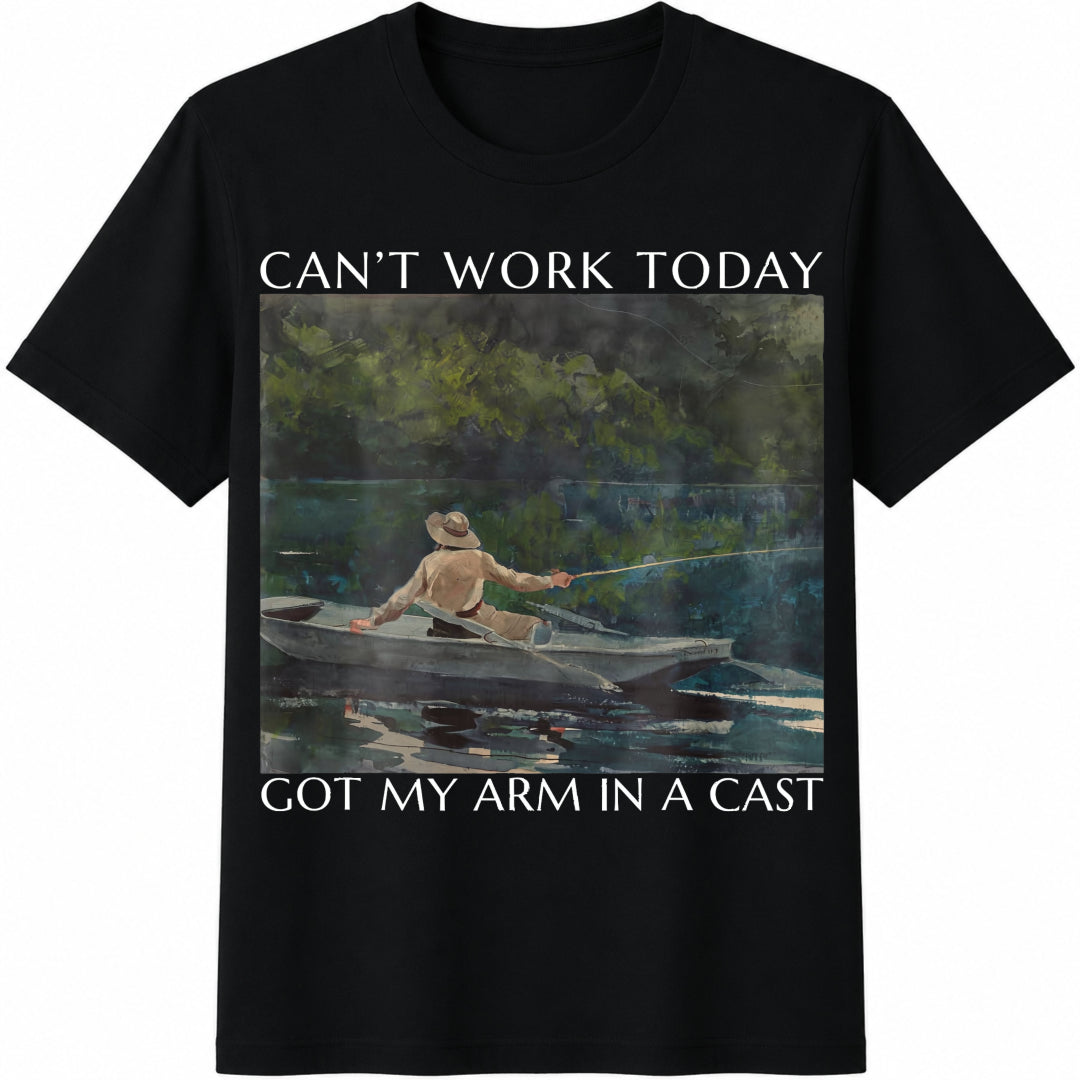 Funny Fishing Cotton T-Shirt - Black