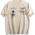 Spiral Glasses Portrait Vintage Washed T-Shirt - Beige