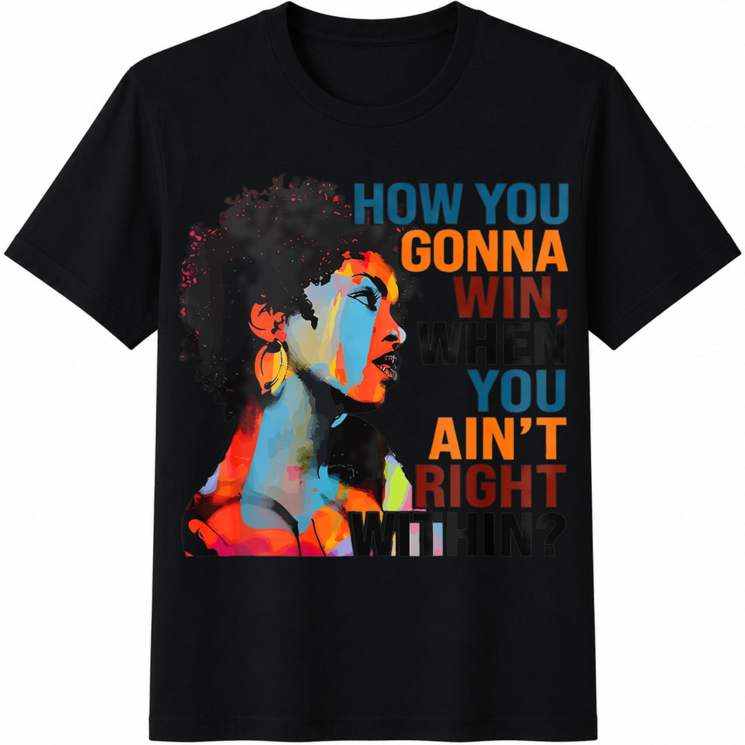 Lauryn Hill : How You Gonna Win Rap Lyrics Cotton T-Shirt - Black