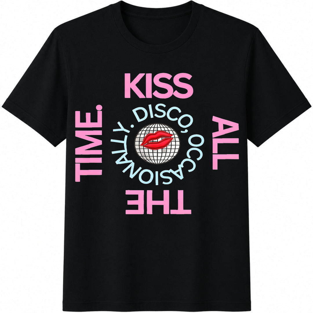 1-piece-- With 'kiss Anytime' Cotton T-Shirt - Black