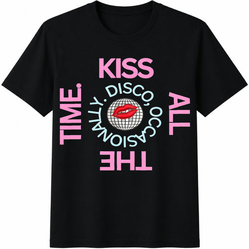 1-piece-- With 'kiss Anytime' Cotton T-Shirt - Black