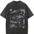 Sea Creatures Vintage Shirt, 90s Tattoo Sea Animal Tshirt, Whale, Orca, Ocean Sealife, Turtle, Dolphin Shirt, Nature, Unisex Adult Tee Top Womenswear