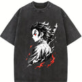 valentine shirts Retro Limited Tanjiro T-Shirt - Demon Slayer Infinity Castle Arc Anime Graphic Tee Oversized Acid Washed Lightweight Cotton Men Shirts Anime Streetwear Casual Menswear Gift for Anime Fans Demon Slayer Merch