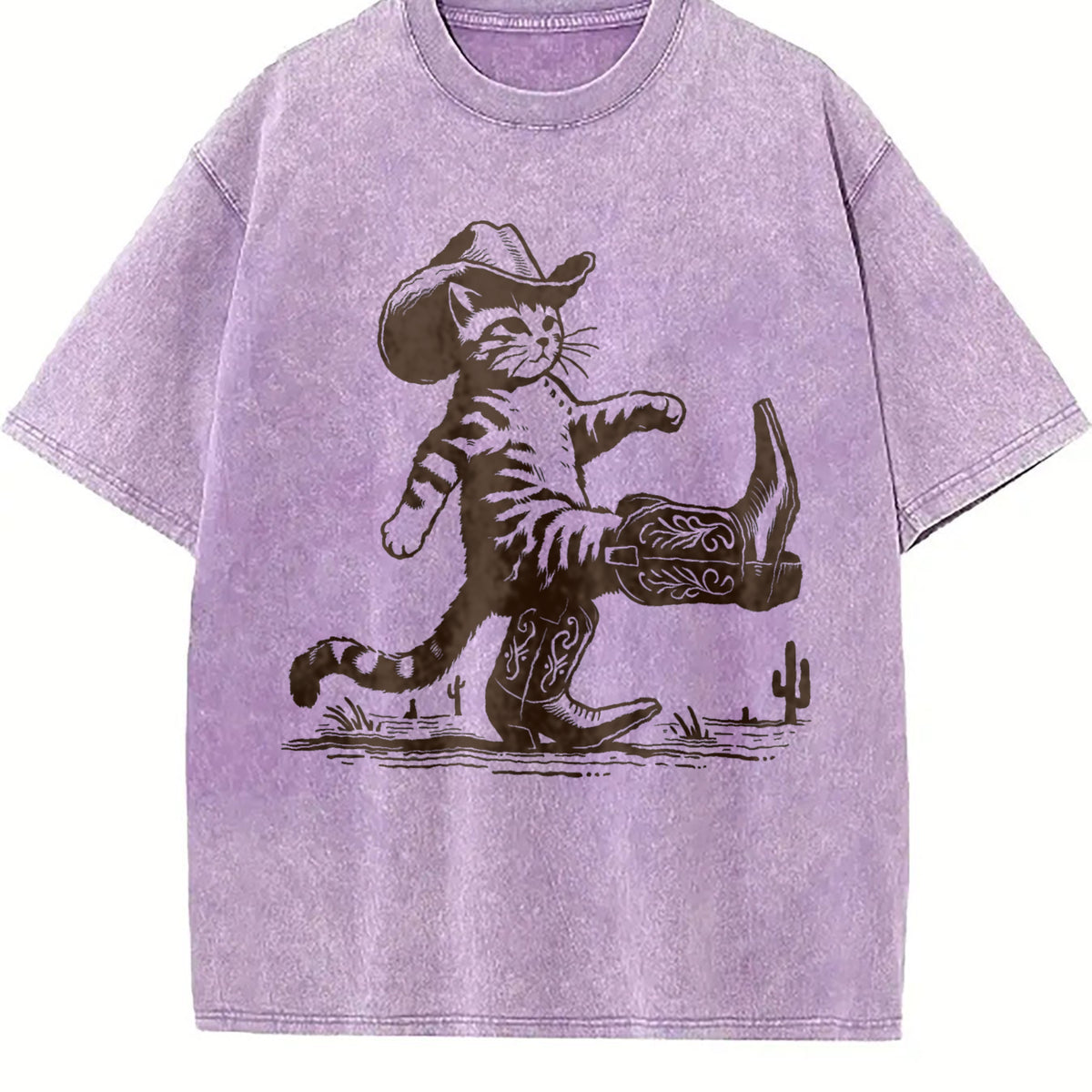 Cowboy Cat Vintage Washed T-Shirt - product view