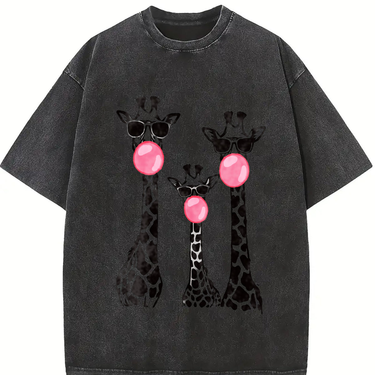 Women's Cartoon Giraffe Print Crew Neck Tee, Casual Cute Loose Fit Half Sleeve T-shirt for Summer, Ladies Clothes for Daily Wear, Everyday Top, Womenswear