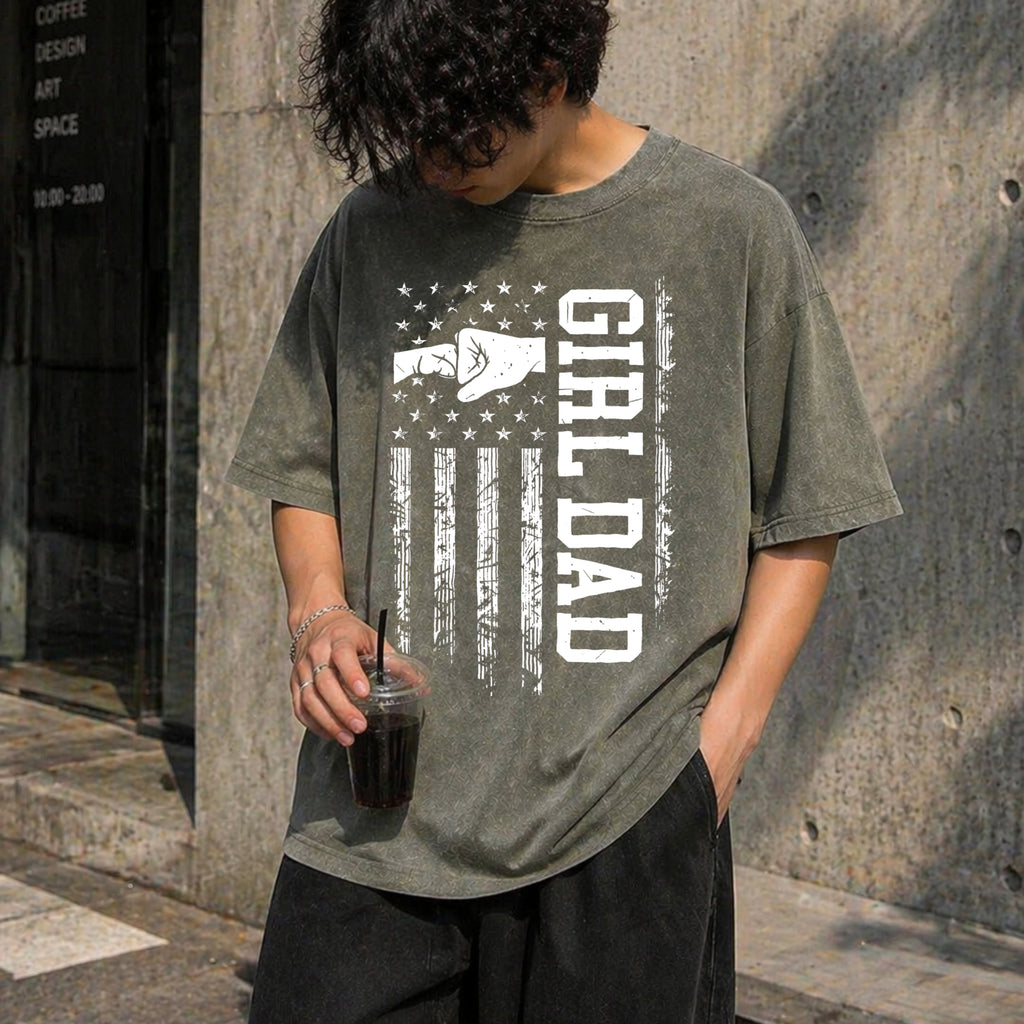 Girl Dad Vintage Washed T-Shirt - product view