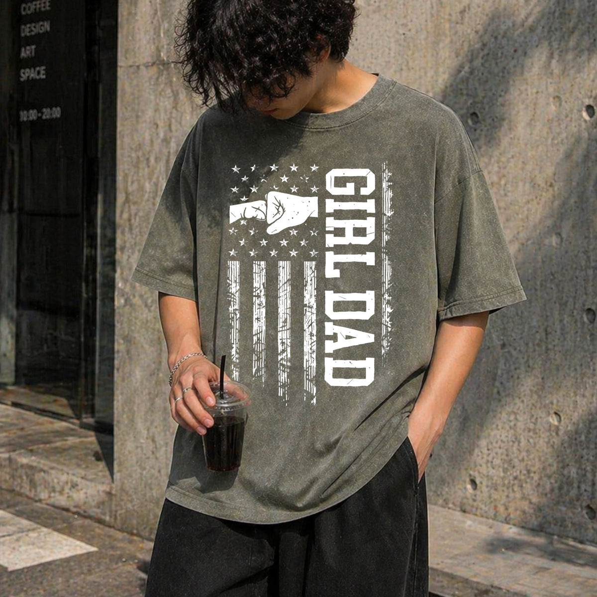 Girl Dad Vintage Washed T-Shirt - product view