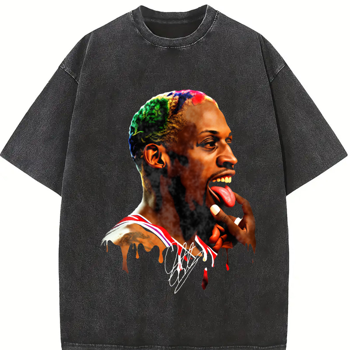 Dennis Tongue Out Hollywood 90's Vintage Design T-Shirt Cotton Menswear Top Basketball