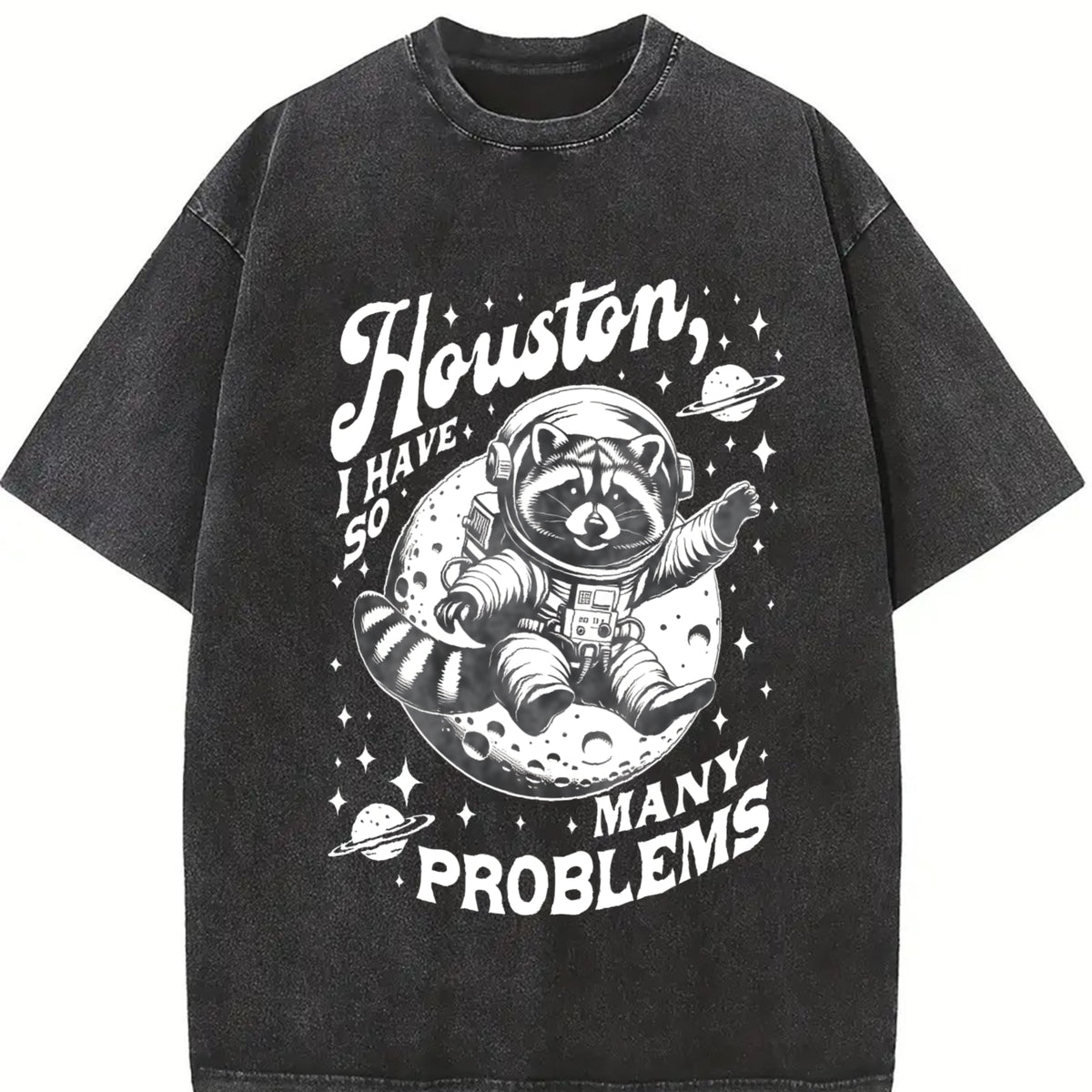 Houston I Have So Many Problems Tshirt, Raccoon In Space Shirt, Retro 90s Graphic Shirt, Vintage Meme Raccoon Top Womenswear Streetwear Summer