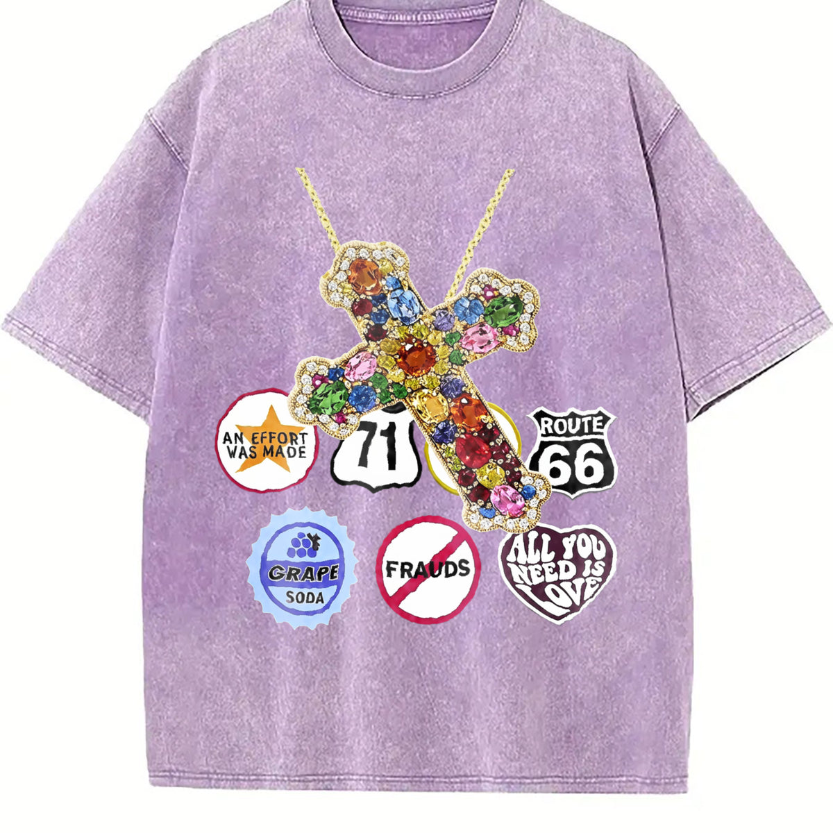 Jewel Cross & Cropped Vintage Washed T-Shirt - product view