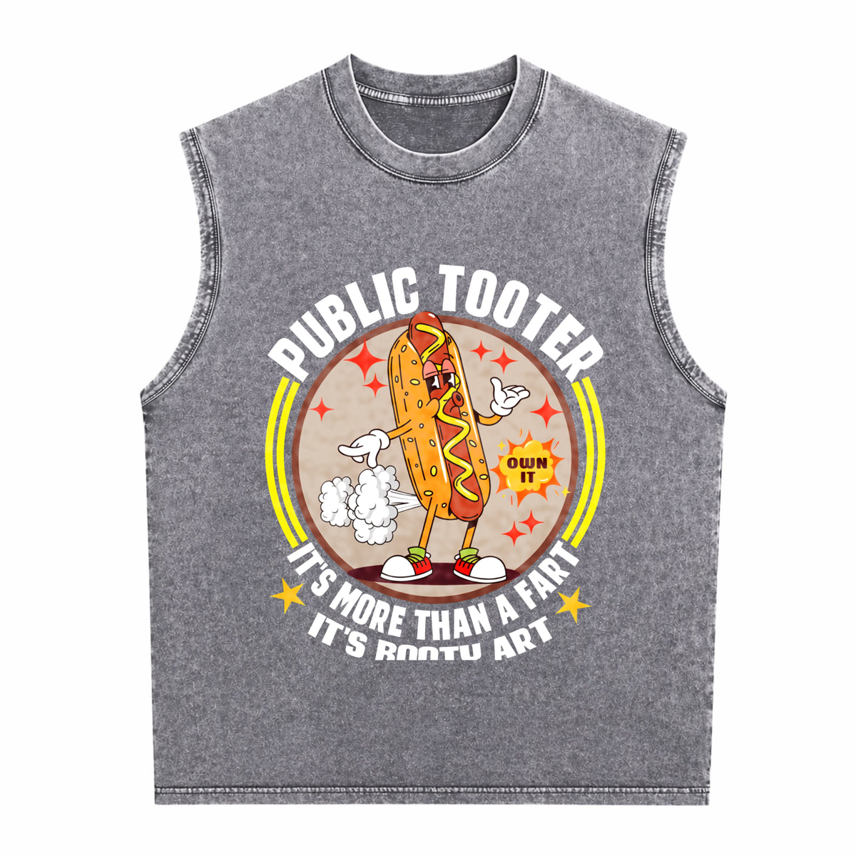 Public Tooter Funny Inappropriate Embarrassing Humor Men's Washed Tank Top - product view
