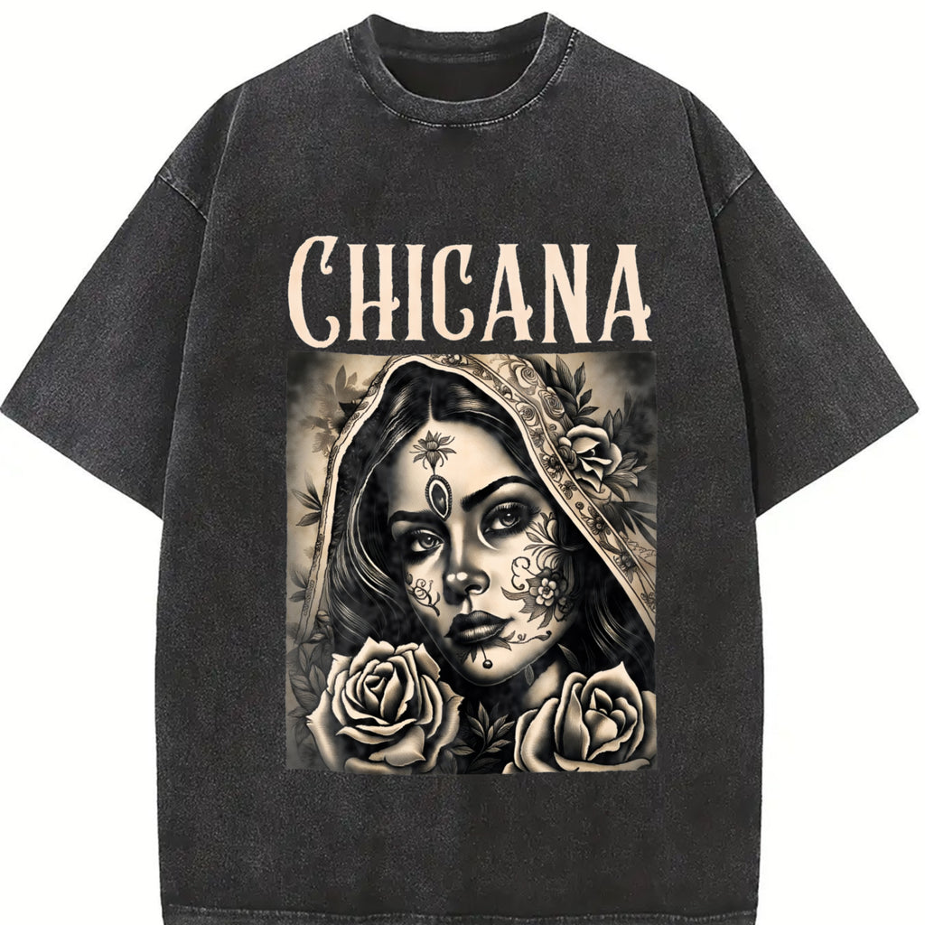 100% Cotton Unisex Chicana Chola Style Lowrider Clothes Mexican American Latina T-Shirt Casual Top