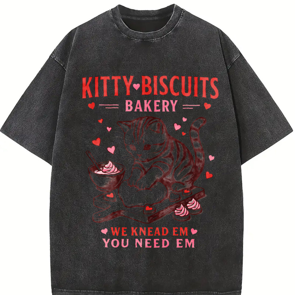 Valentines Cat Sweatshirt Kitty Biscuits Bakery Sweater Funny Vday Cat Lover Pullover Cute Kitten Baking Cookies Love Crewneck Girlfriend