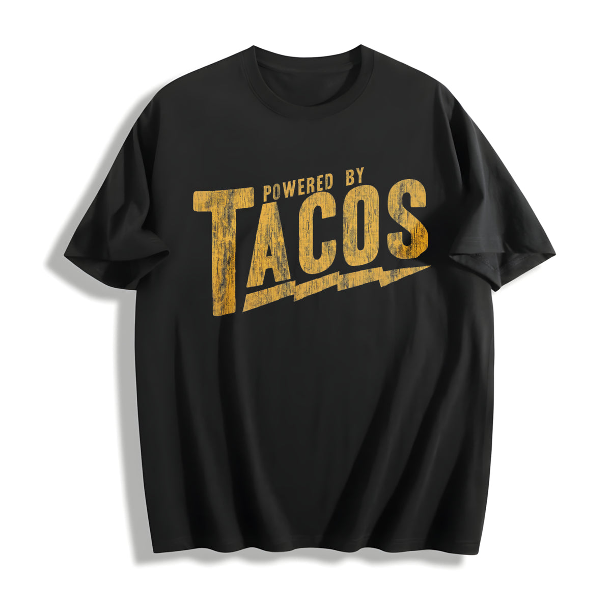 Powered By Tacos Funny Sarcastic For Guys Funny Cool Classic Cotton T-Shirt - Black