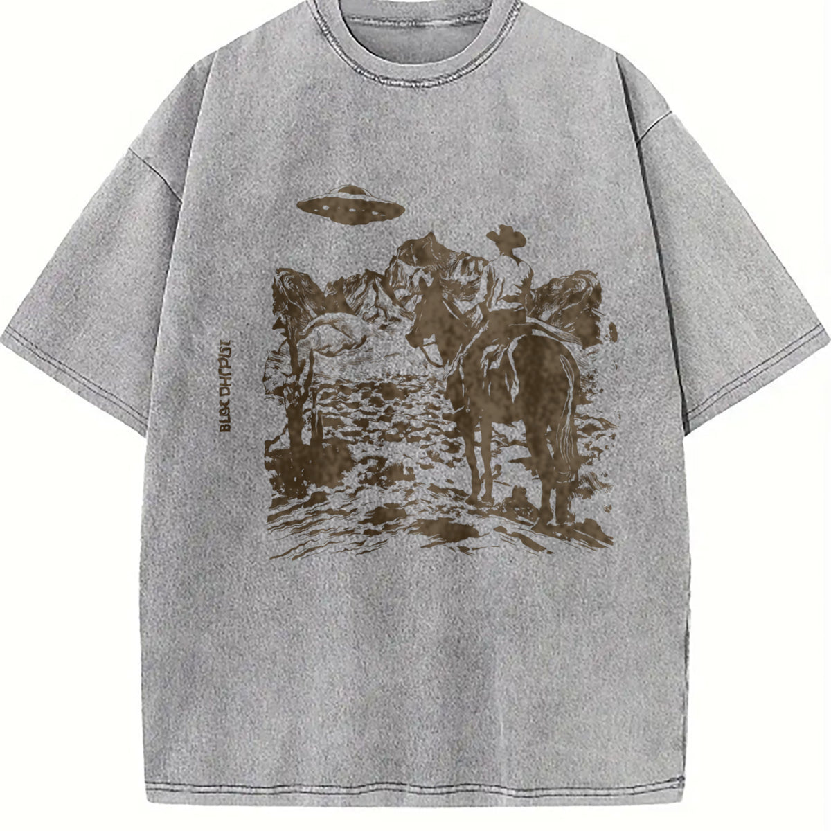 Western Cowboy UFO Vintage Washed T-Shirt - product view