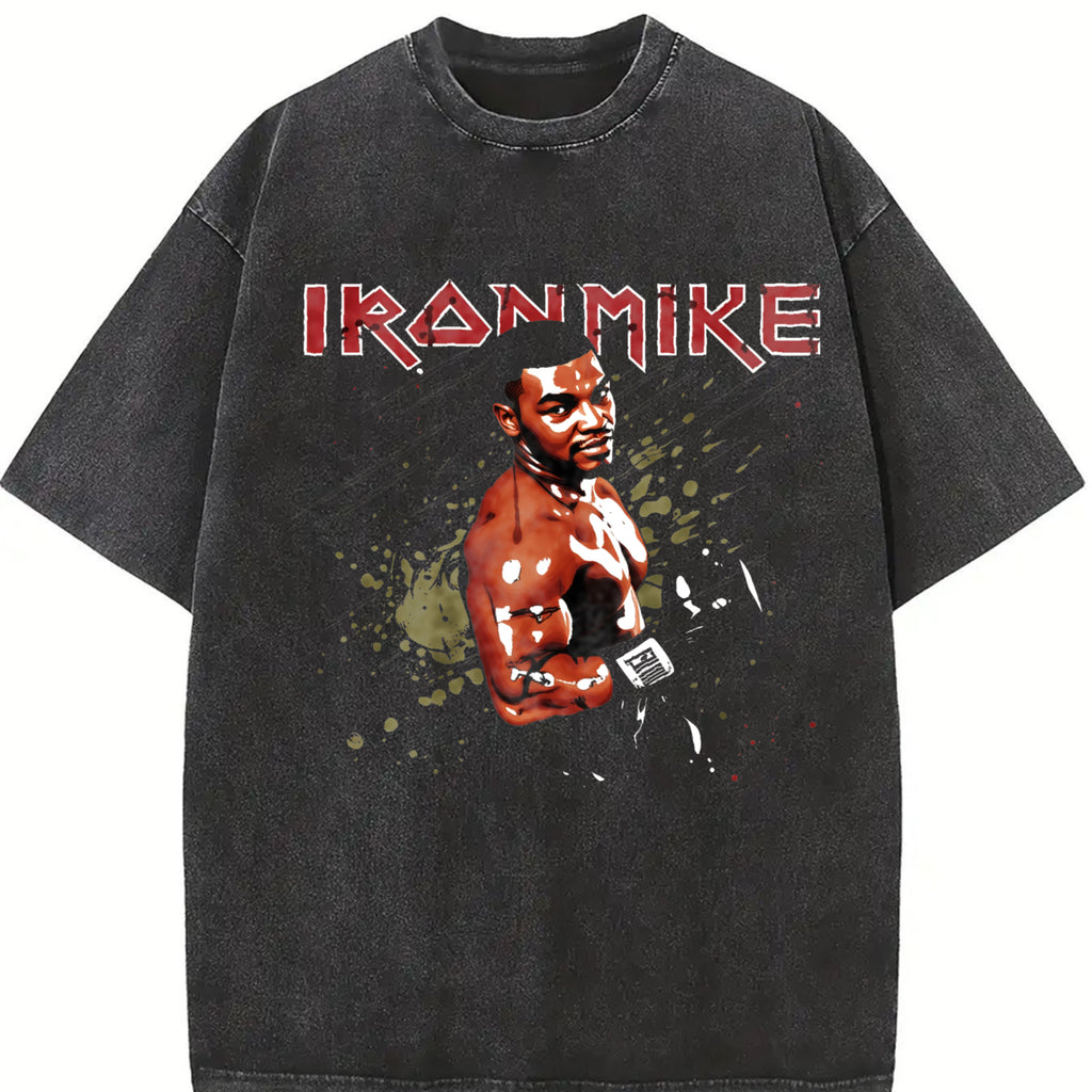 Iron Mike Old School Vintage Rock Band Retro Boxing Style Custom Graphic T-Shirt Crewneck Cotton Menswear Top