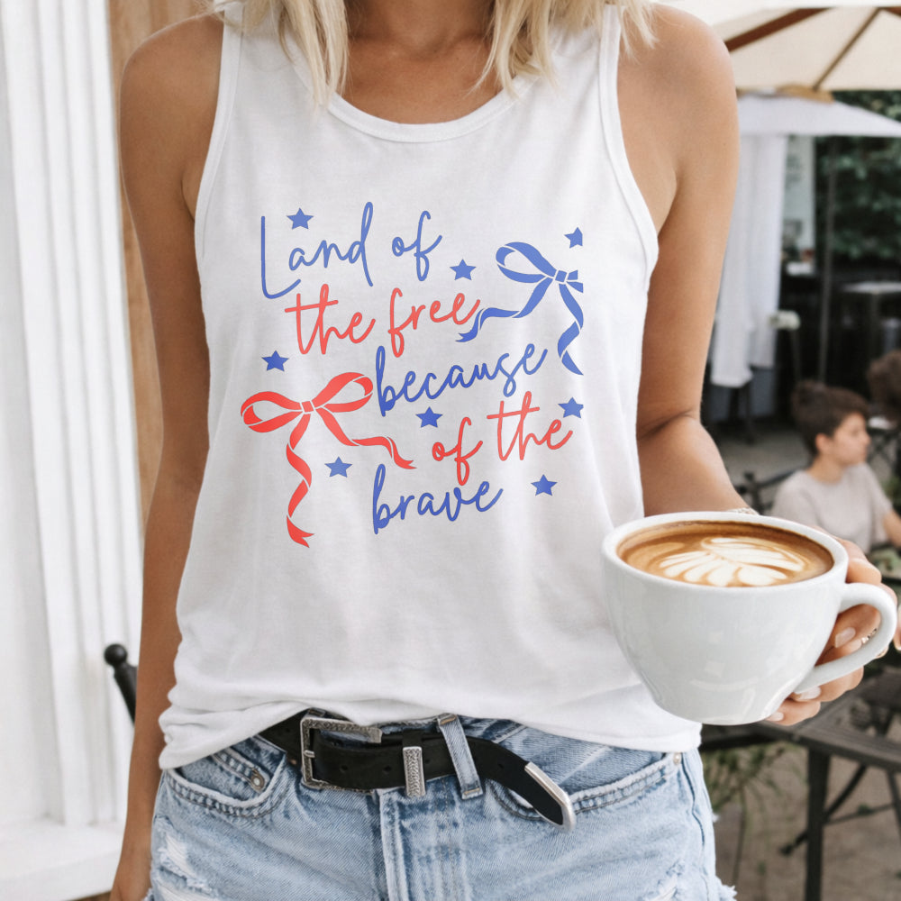 Land Of The Free Because Of The Brave Coquette Memorial Day Women's Tank Top - product view