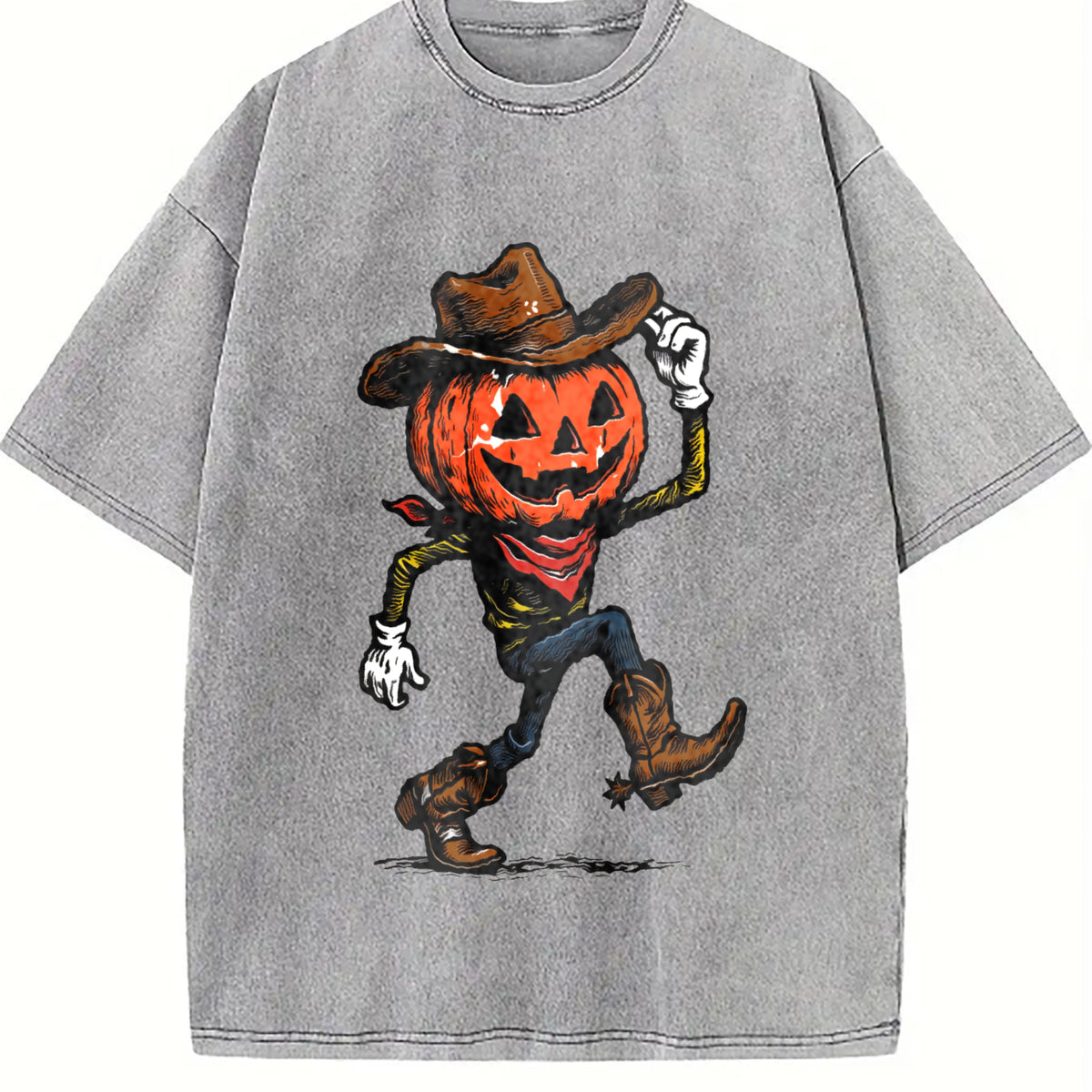 Pumpkin Cowboy Vintage Washed T-Shirt - product view