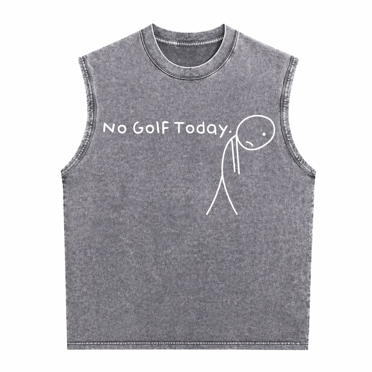 No Golf Today Funny Sad Stickman Golfer Golfers Men's Washed Tank Top - product view