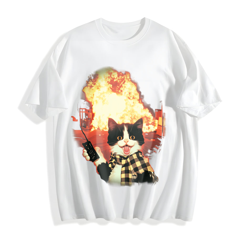 Funny Cat Cotton T-Shirt - product view