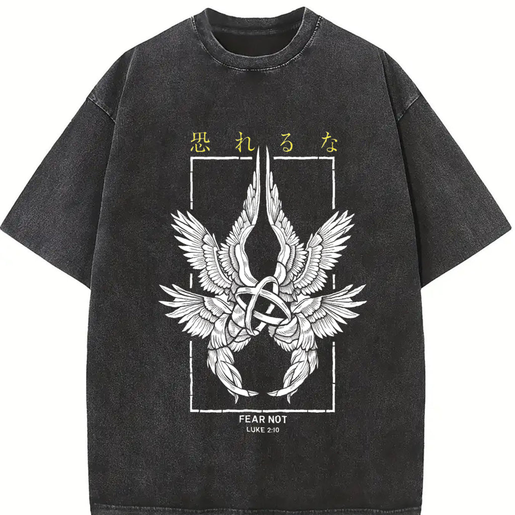 valentine shirts Fear Not Luke 2:10 Seraphim Washed T-Shirt, Jesus T-Shirt, Jesus Tee, Christian Apparel Streetwear Gym Menswear Oversized Top Men or Women