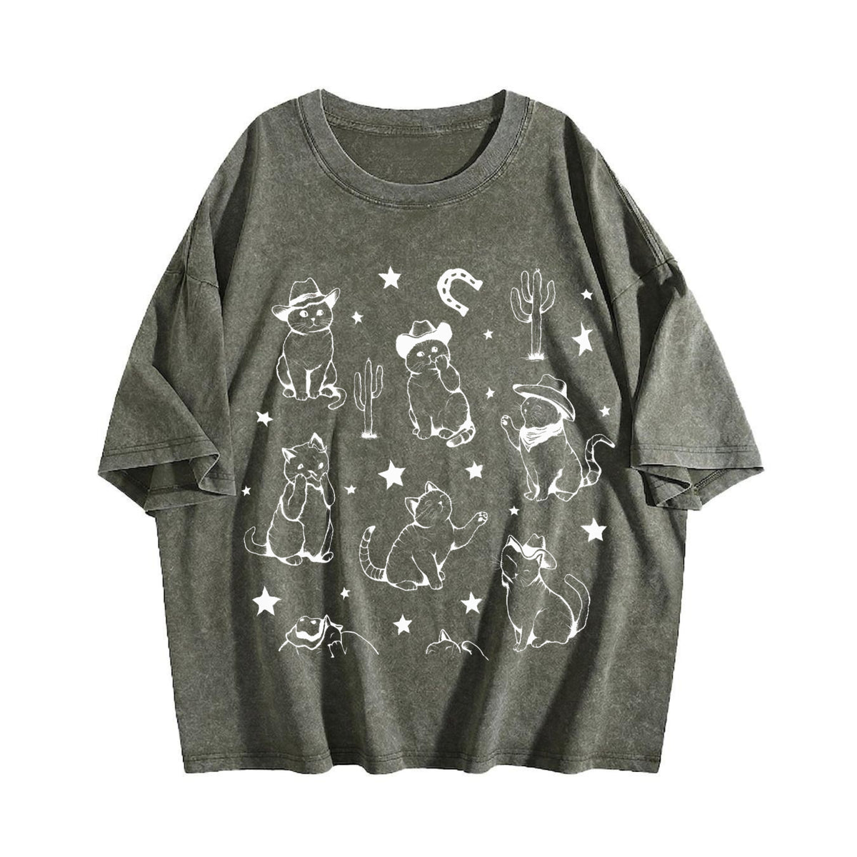 Cowboy Cats And Kittens Western Cowboy Vintage Washed T-Shirt - product view