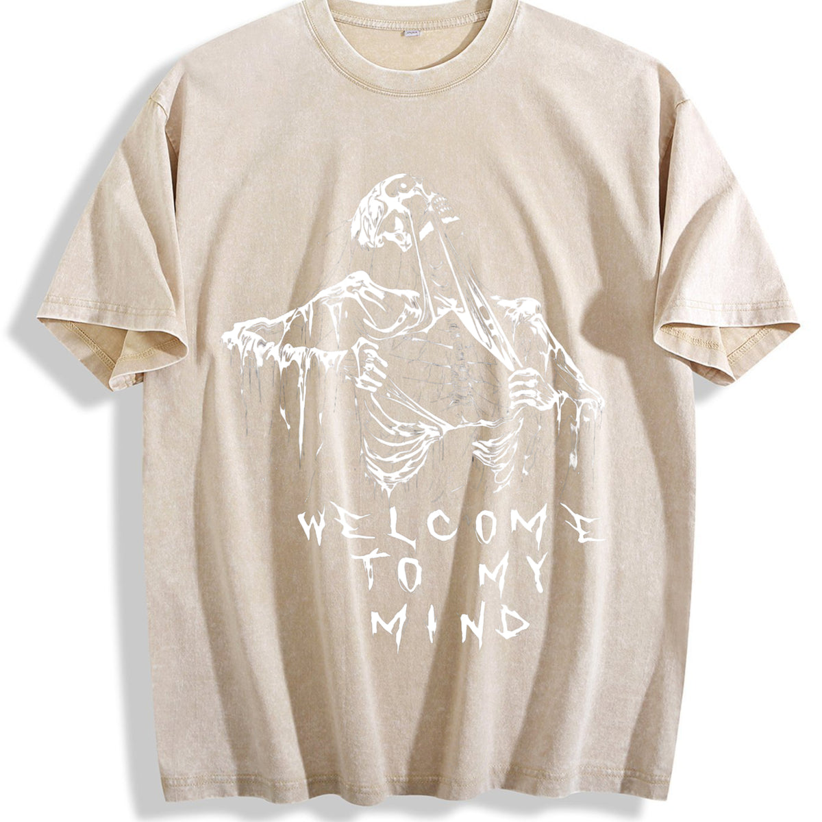 Pure - Skull Vintage Washed T-Shirt - Beige