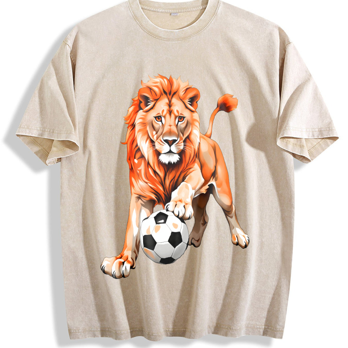 Global Soccer Fan Vintage Washed T-Shirt - Beige