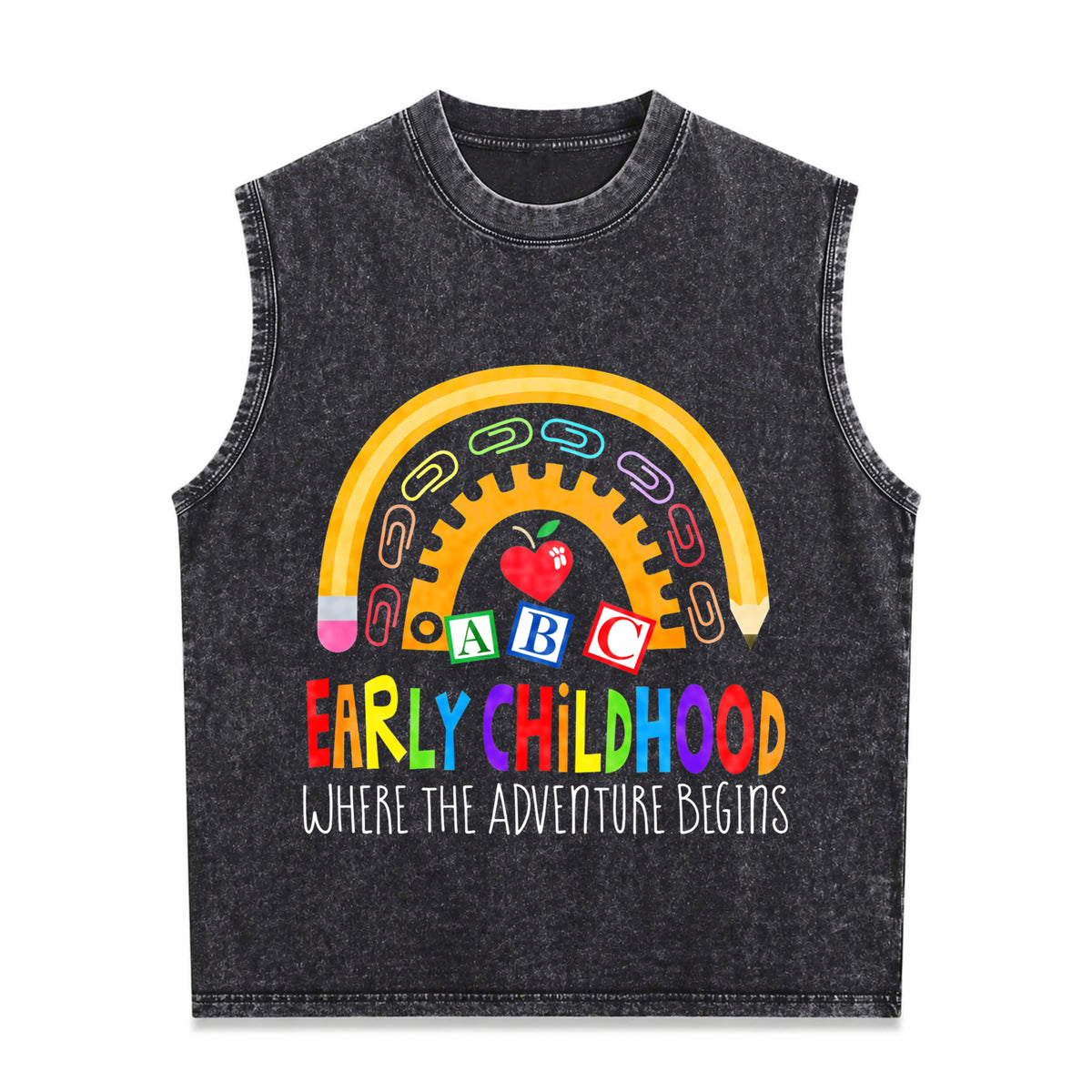 Early Childhood Teachers Men's Washed Tank Top - Black