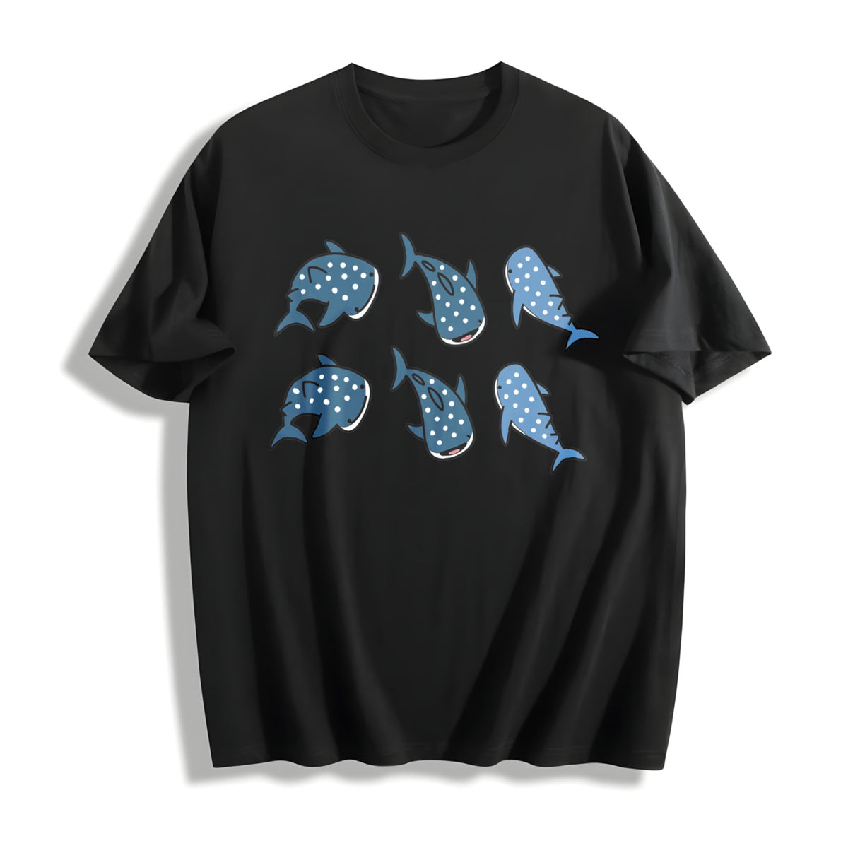 Whale Shark Cotton T-Shirt - Black