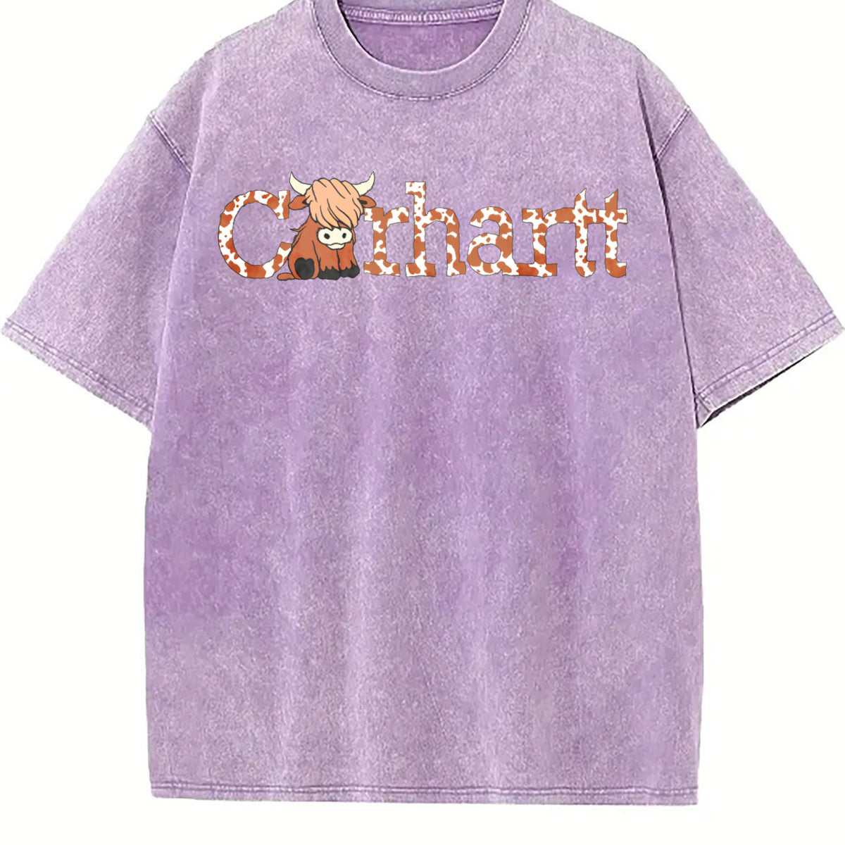 Highland Cow - Cute Western Wind Highland Cow - Farm Vintage Washed T-Shirt - product view