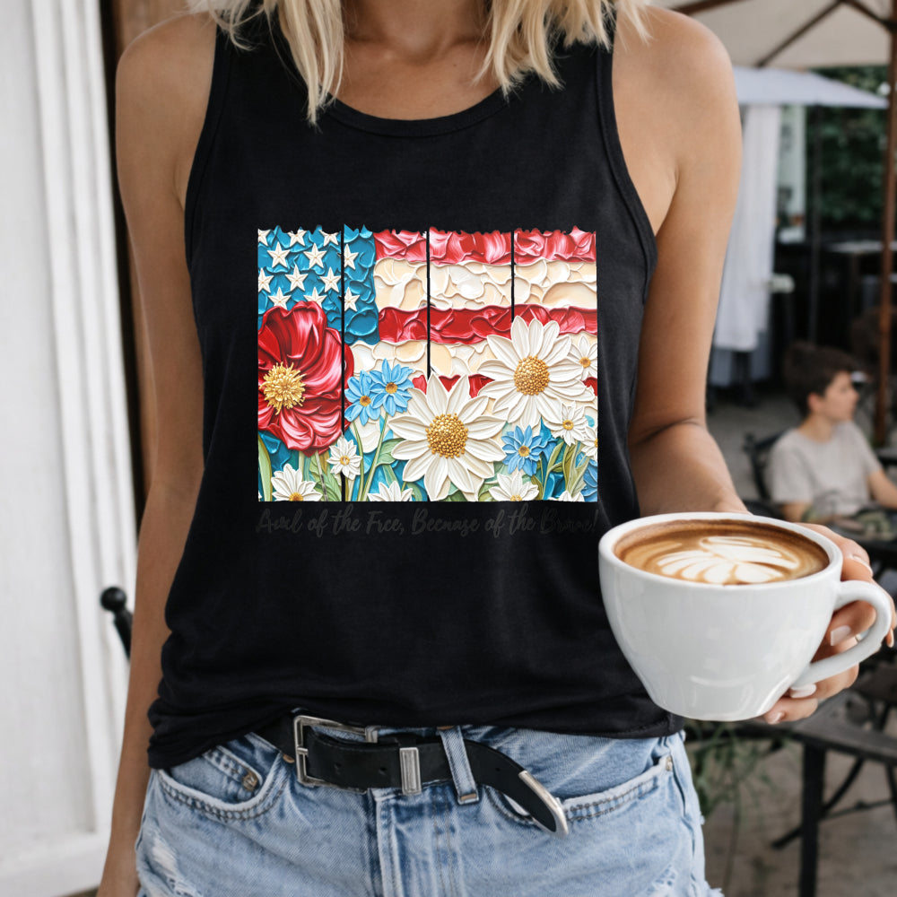 Land Of The Free Because Of The Brave Fourth Of July Women's Tank Top - Black