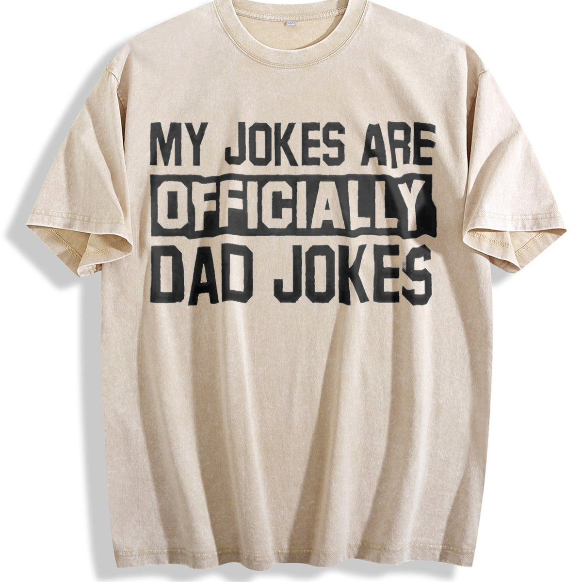 My Jokes Are Officially Dad Jokes Vintage Washed T-Shirt - Beige