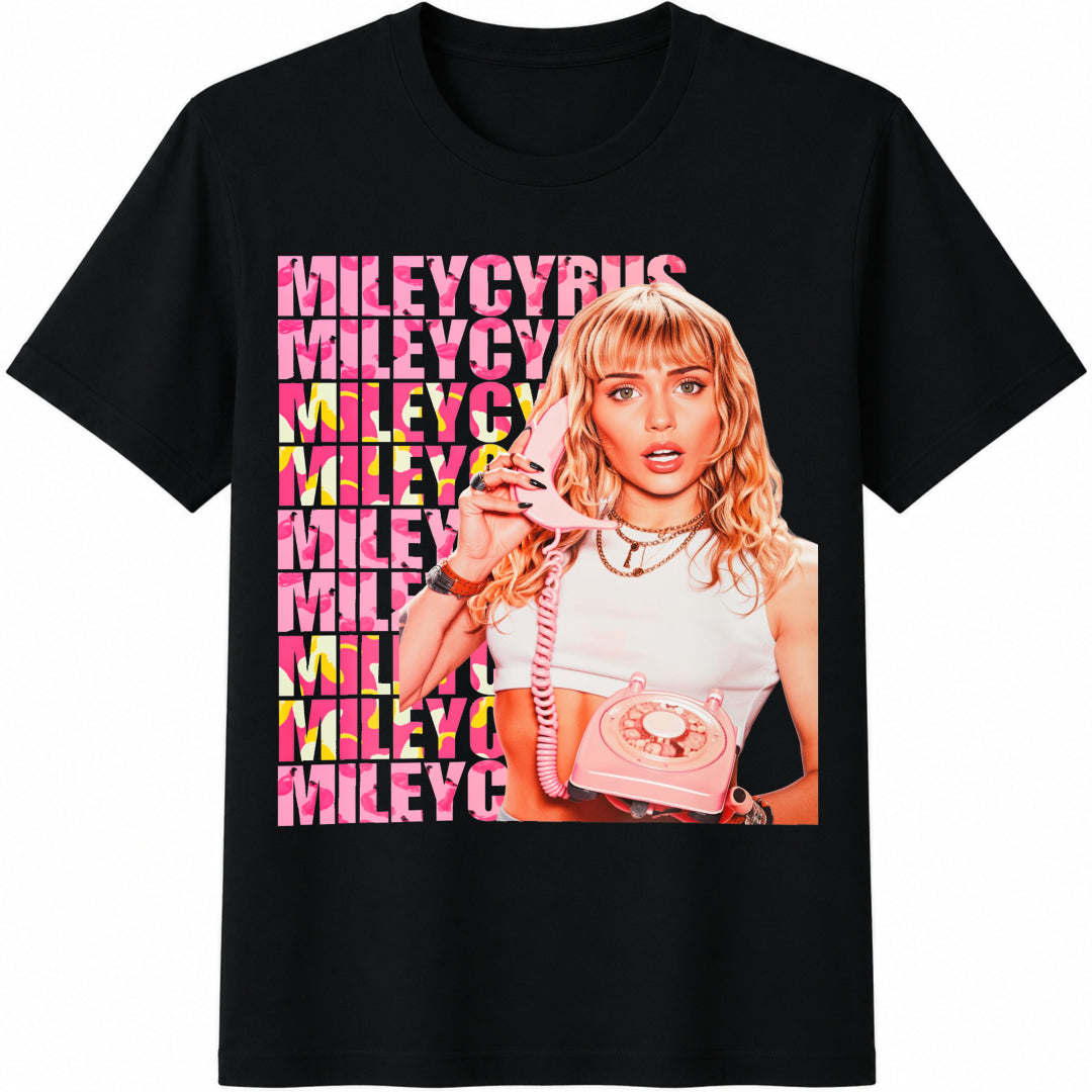 Miley Cyrus Inspired Miley Cyrus Miley Cyrus Miley Cyrus Merch Cotton T-Shirt - Black