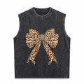Coquette Bow Leopard For Aesthetic Girly Men's Washed Tank Top - Black