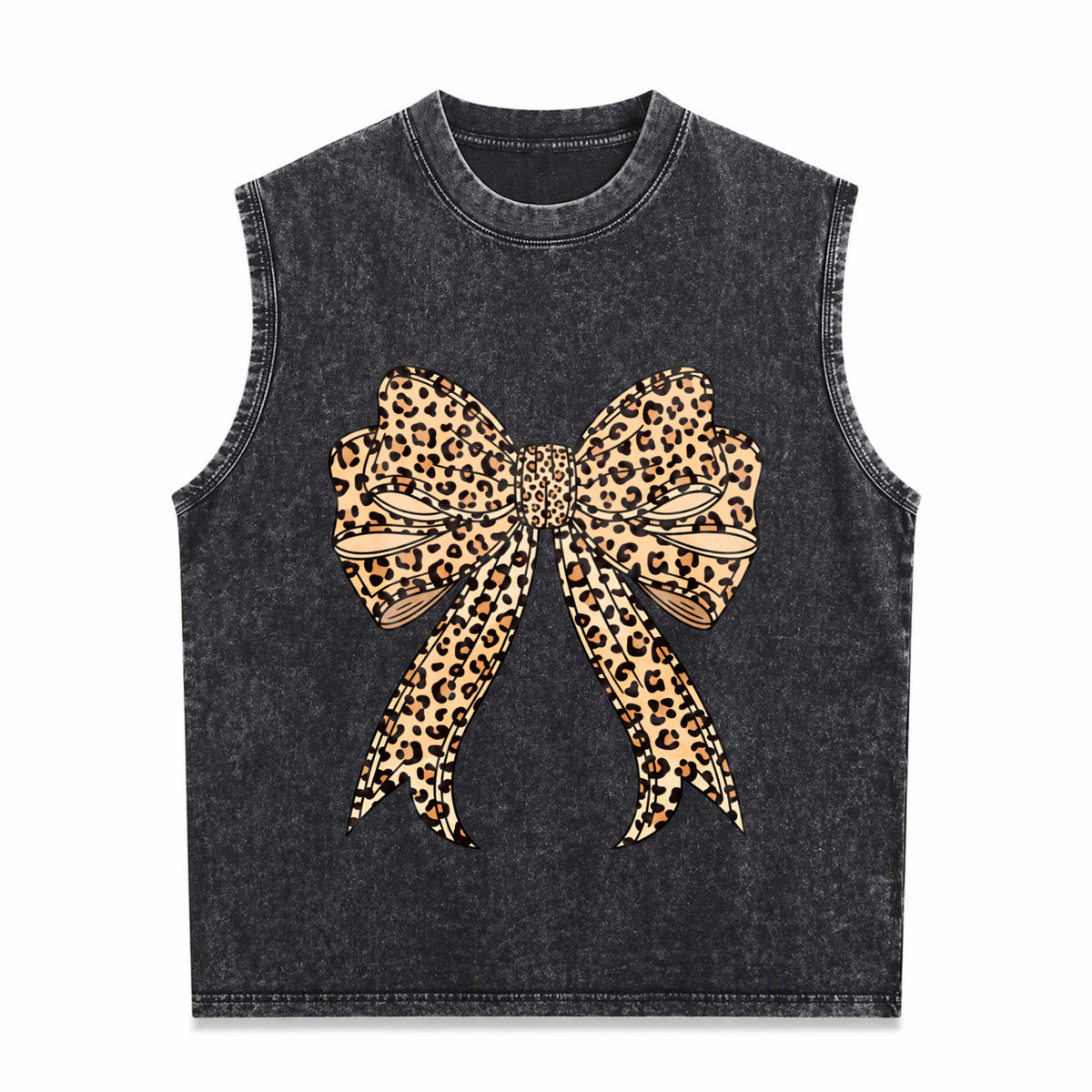 Coquette Bow Leopard For Aesthetic Girly Men's Washed Tank Top - Black