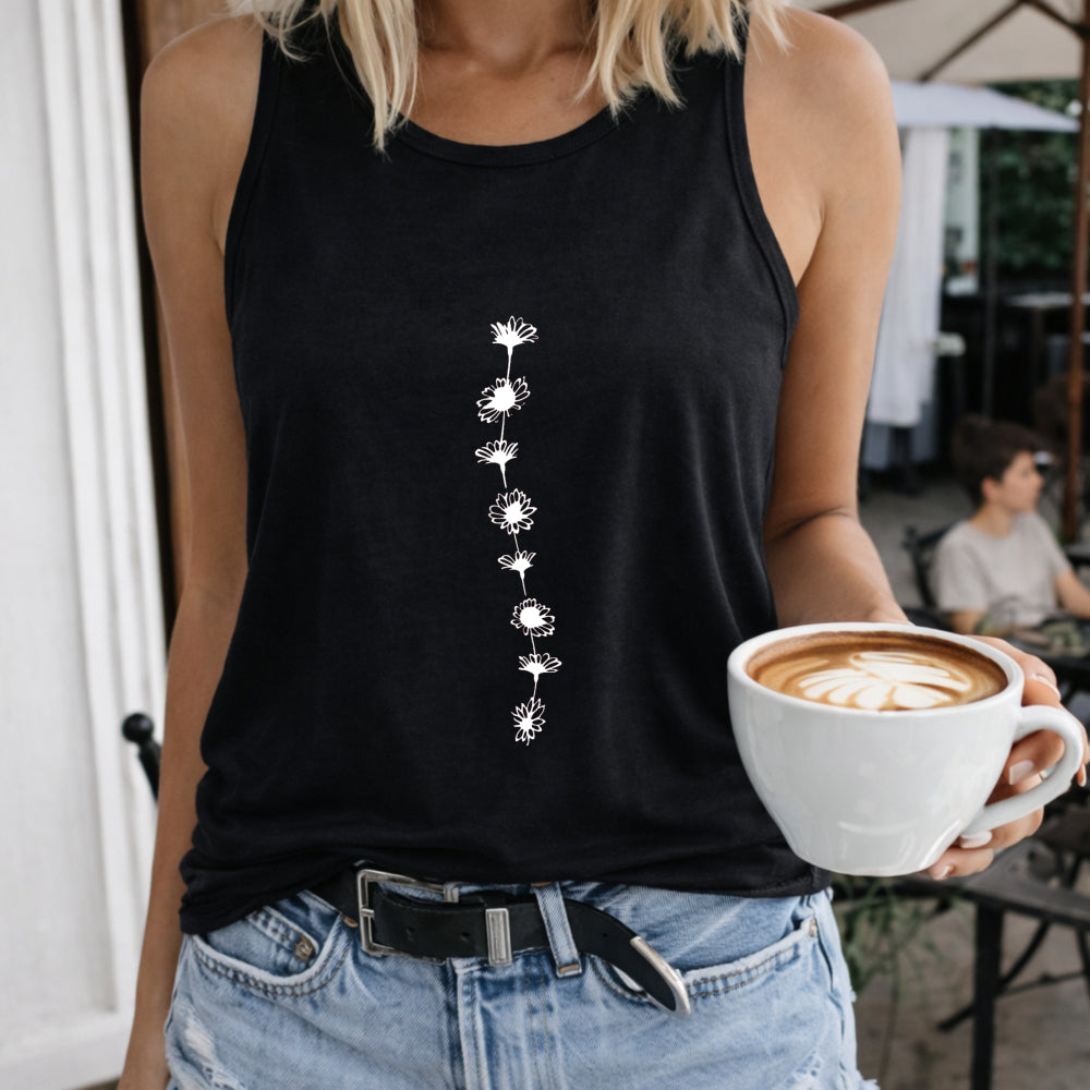 Cartoon Daisy Women's Tank Top - Black