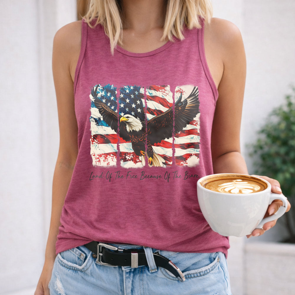 Land Of The Free Because Of The Brave Fourth Of July Women's Tank Top - product view